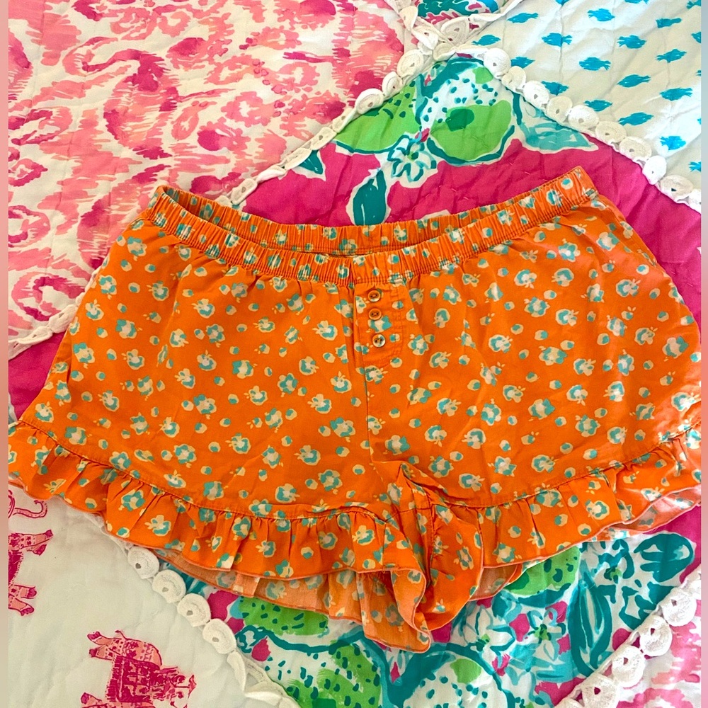 Orange & Teal Leopard Print Sleep Shorts